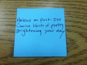 haiku written on Post-It note